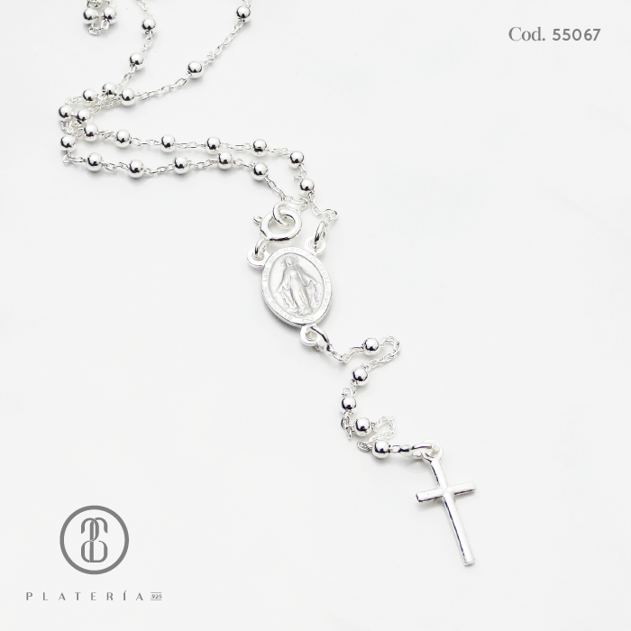 ROSARIO VIRGEN MILAGROSA 45CM (2MM) PLATA.925