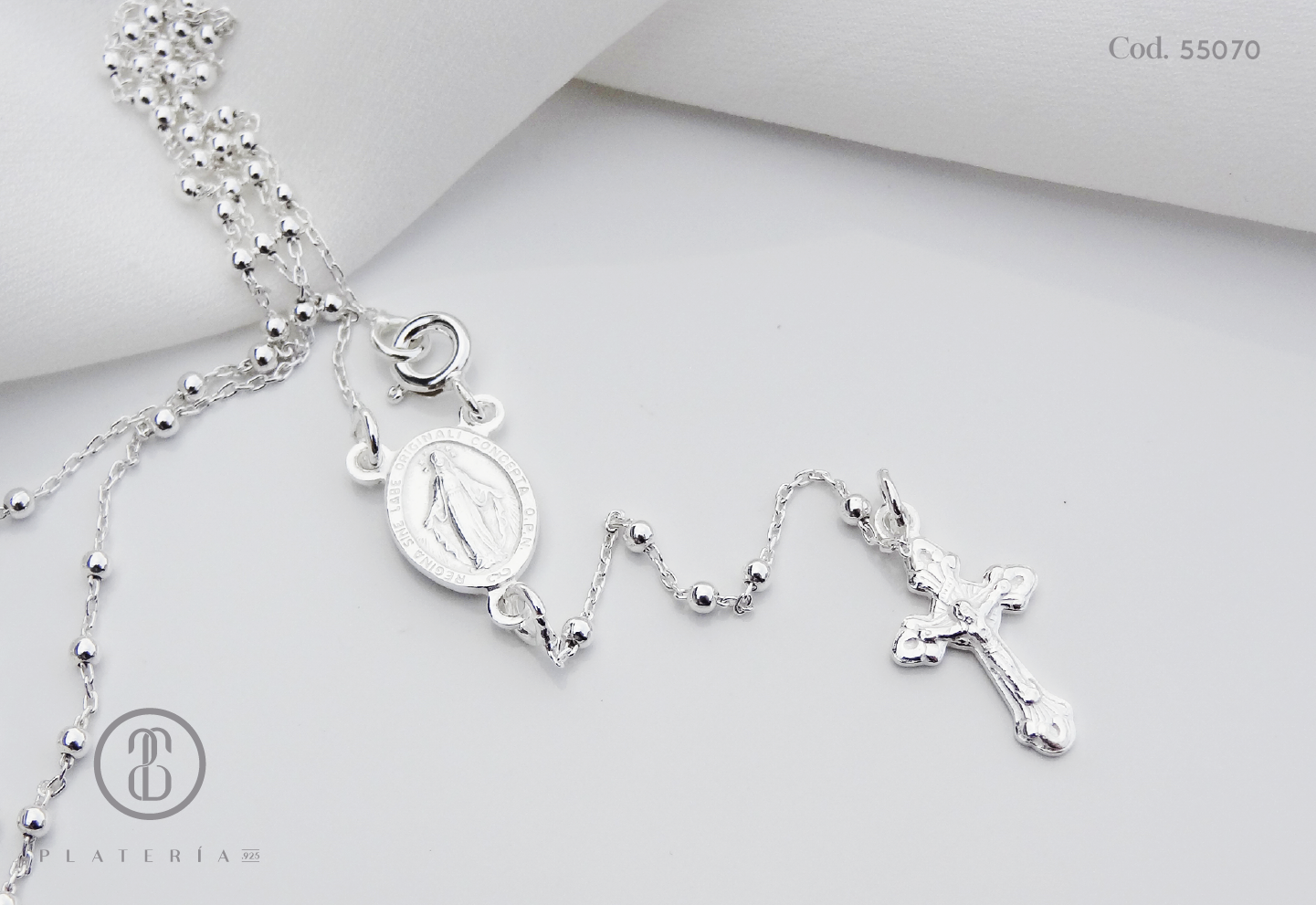 ROSARIO 45CM VIRGEN MILAGROSA (2MM) PLATA.925