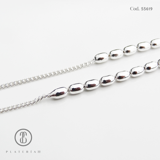 GARGANTILLA 42CM PELOTITAS PLATA.925