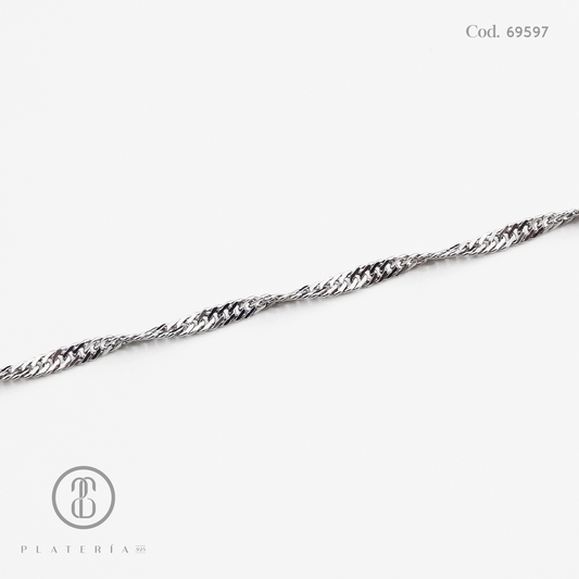 CADENA SINGAPUR RODINADA 45CM PLATA.925