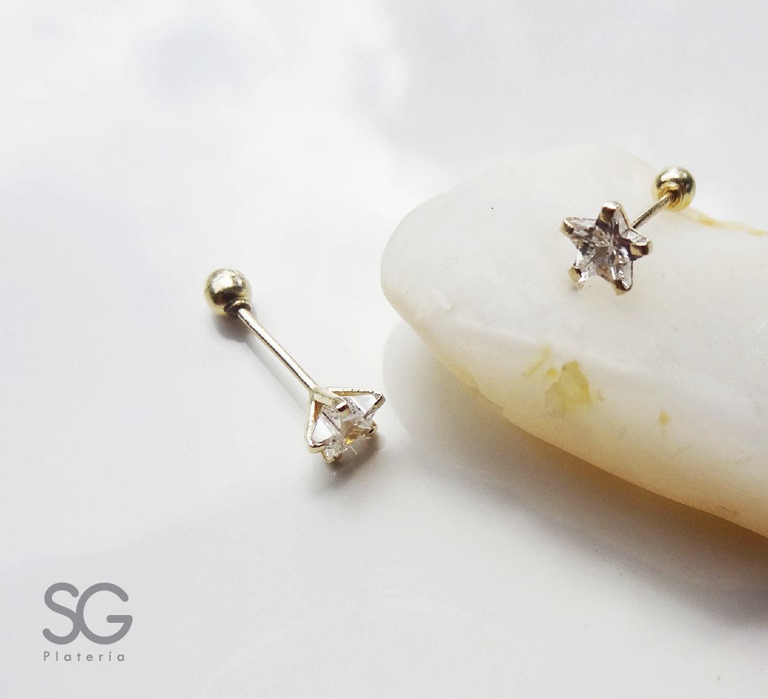 60525 ARETE ESTRELLA 4MM ORO 10K