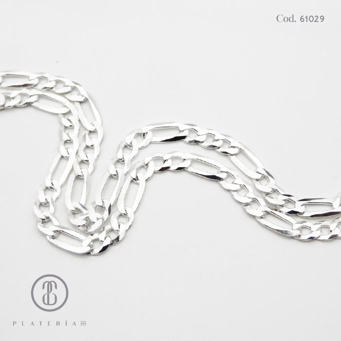 CADENA FIGARO 55CM PLATA.925