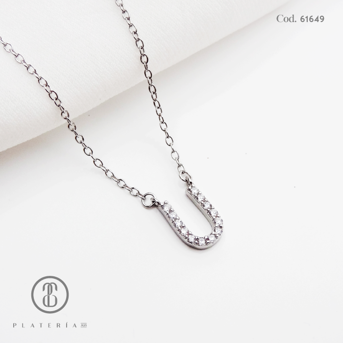 GARGANTILLA RODINADA LETRA U PLATA.925