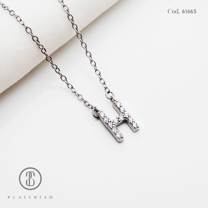 GARGANTILLA RODINADA LETRA H PLATA.925