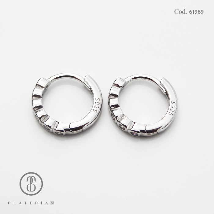 HUGGIE RODINADO CIRCONES PLATA.925