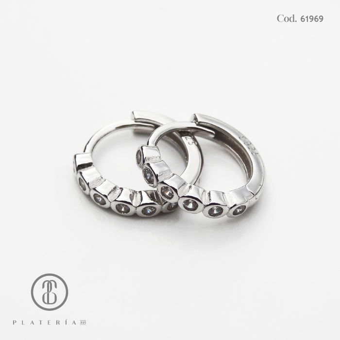 HUGGIE RODINADO CIRCONES PLATA.925