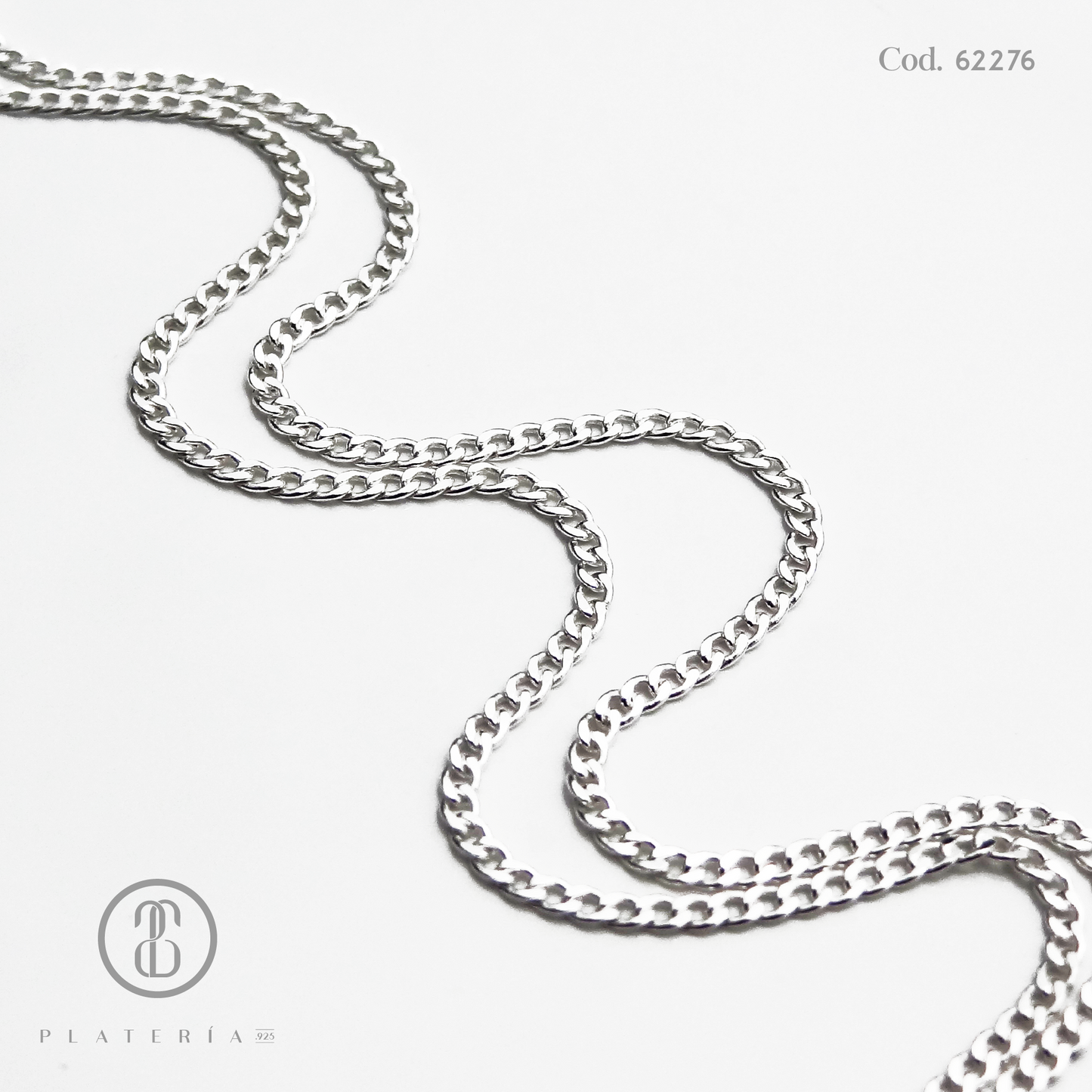 CADENA MARTILLADA 55CM PLATA.925