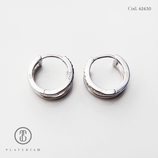 HUGGIE RODINADO ZIRCON PLATA.925