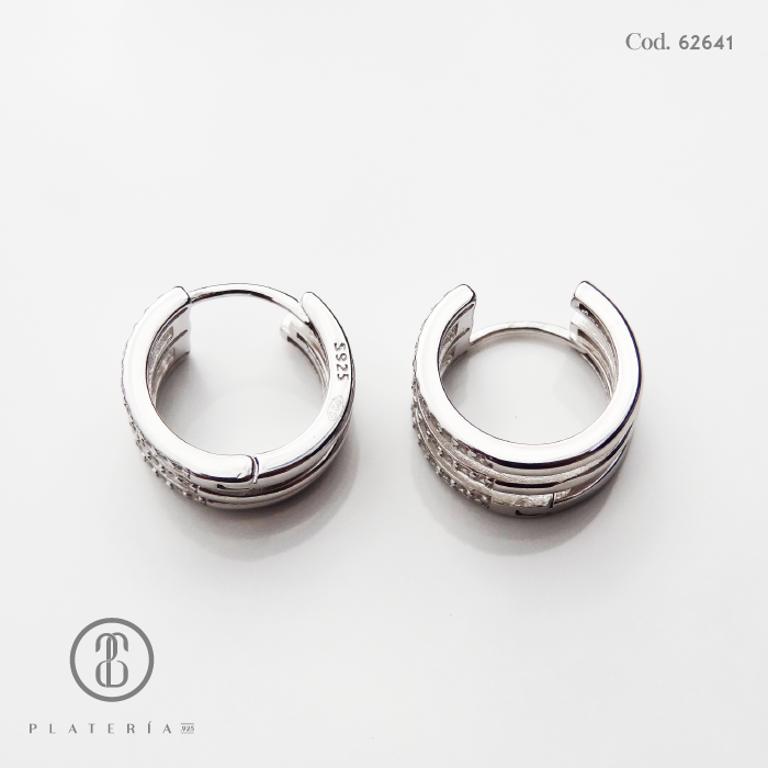 HUGGIE RODINADO ZIRCON PLATA.925