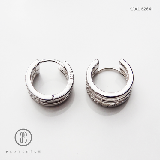HUGGIE RODINADO ZIRCON PLATA.925