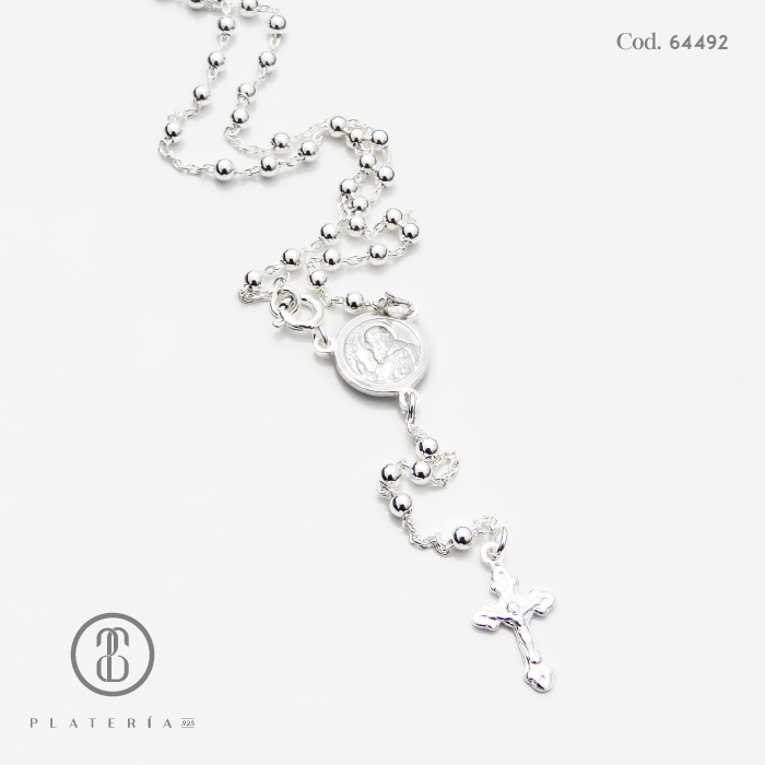 ROSARIO SAN BENITO 45CM 3MM PLATA.925