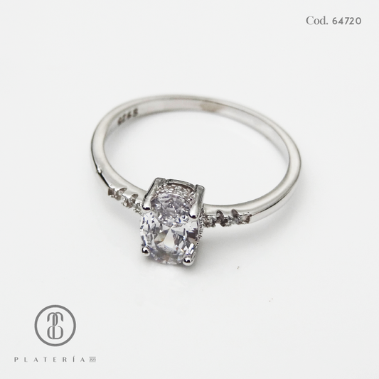 ANILLO RODINADO COMPROMISO ZIRCON PLATA.925