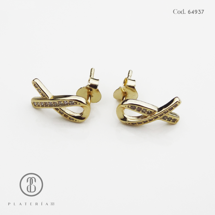 ARETE DORADO LAZO 14*8MM PLATA.925
