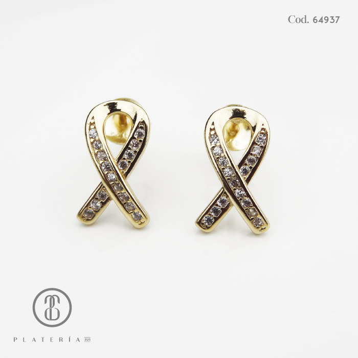 ARETE DORADO LAZO 14*8MM PLATA.925
