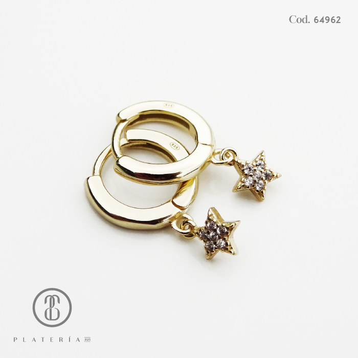 HUGGIE DORADO DIJE ESTRELLA PLATA.925