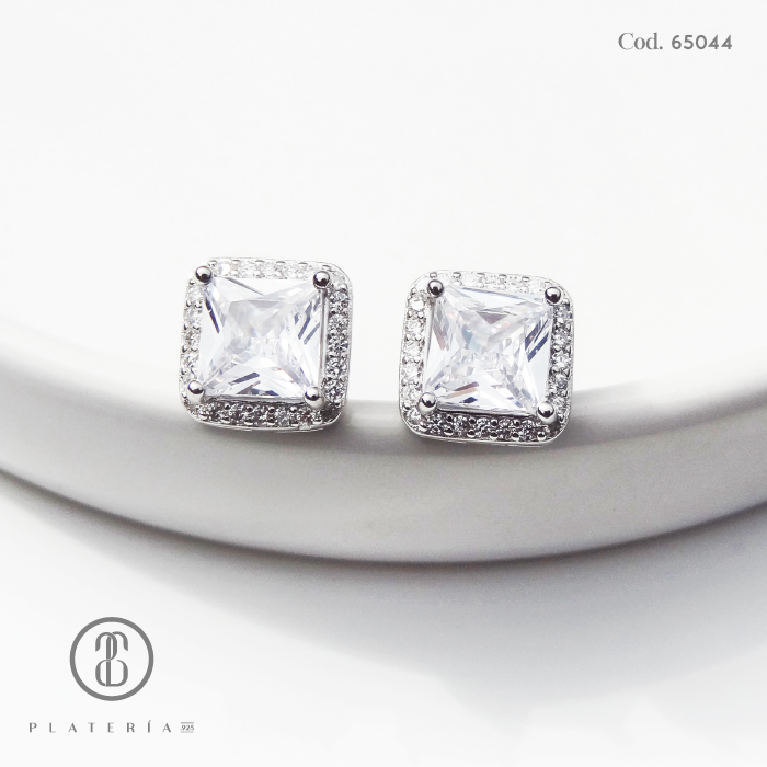 ARETE RODINADO ZIRCON CUADRADO PLATA.925