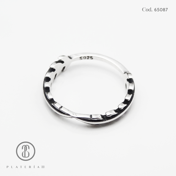 ANILLO RODINADO HOJAS PLATA.925