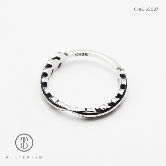 ANILLO RODINADO HOJAS PLATA.925