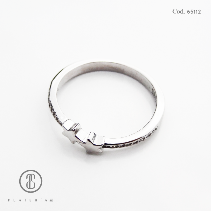 ANILLO RODINADO ESTRELLAS PLATA.925