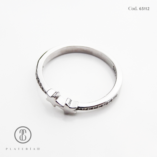 ANILLO RODINADO ESTRELLAS PLATA.925