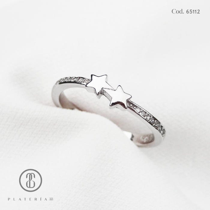 ANILLO RODINADO ESTRELLAS PLATA.925