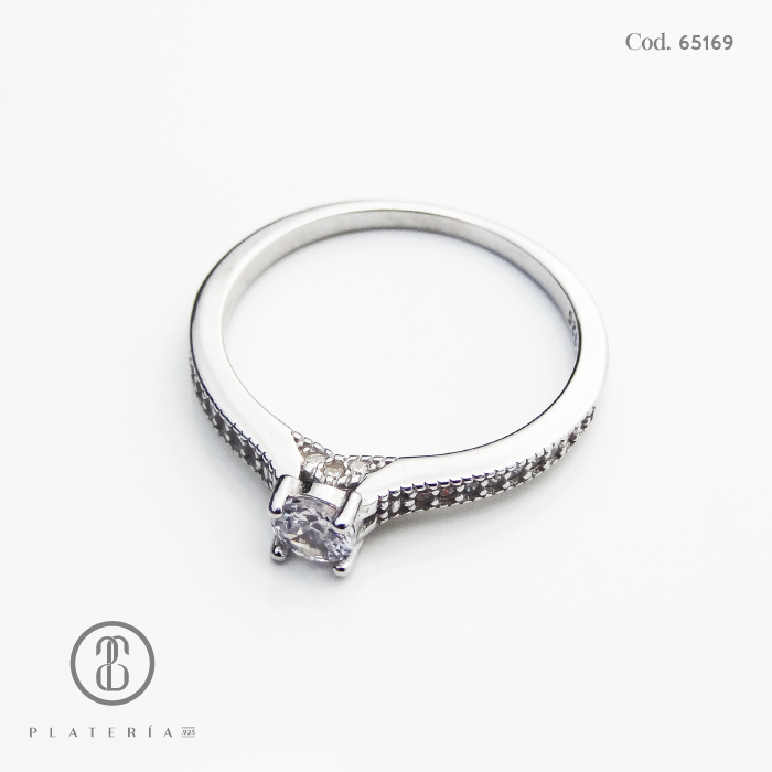ANILLO RODINADO COMPROMISO PLATA.925