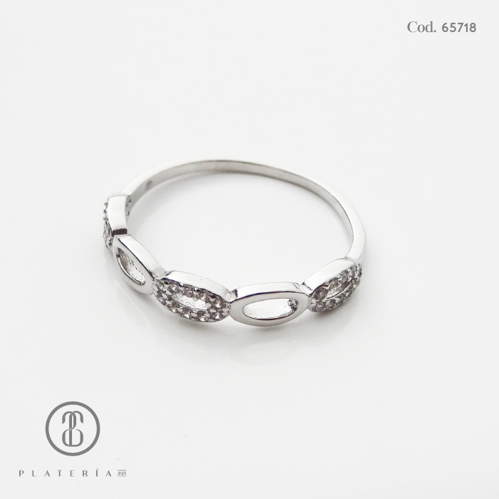 ANILLO RODINADO ENTRELAZADO PLATA.925