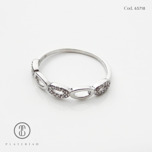 ANILLO RODINADO ENTRELAZADO PLATA.925