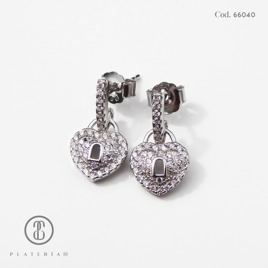 JUEGO RODINADO CANDADO- CORAZON PLATA.925