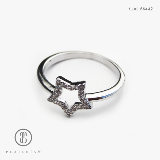ANILLO RODINADO ESTRELLA PLATA.925