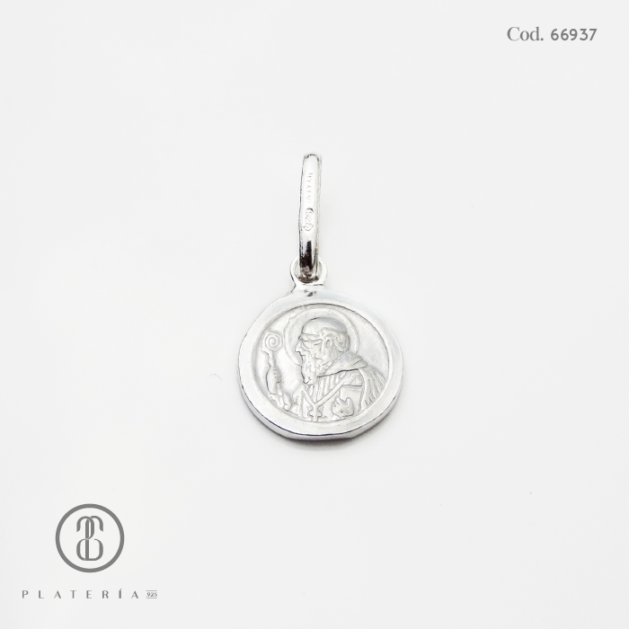 MEDALLA 12MM SAN BENITO DIAMANTADA PLATA.925