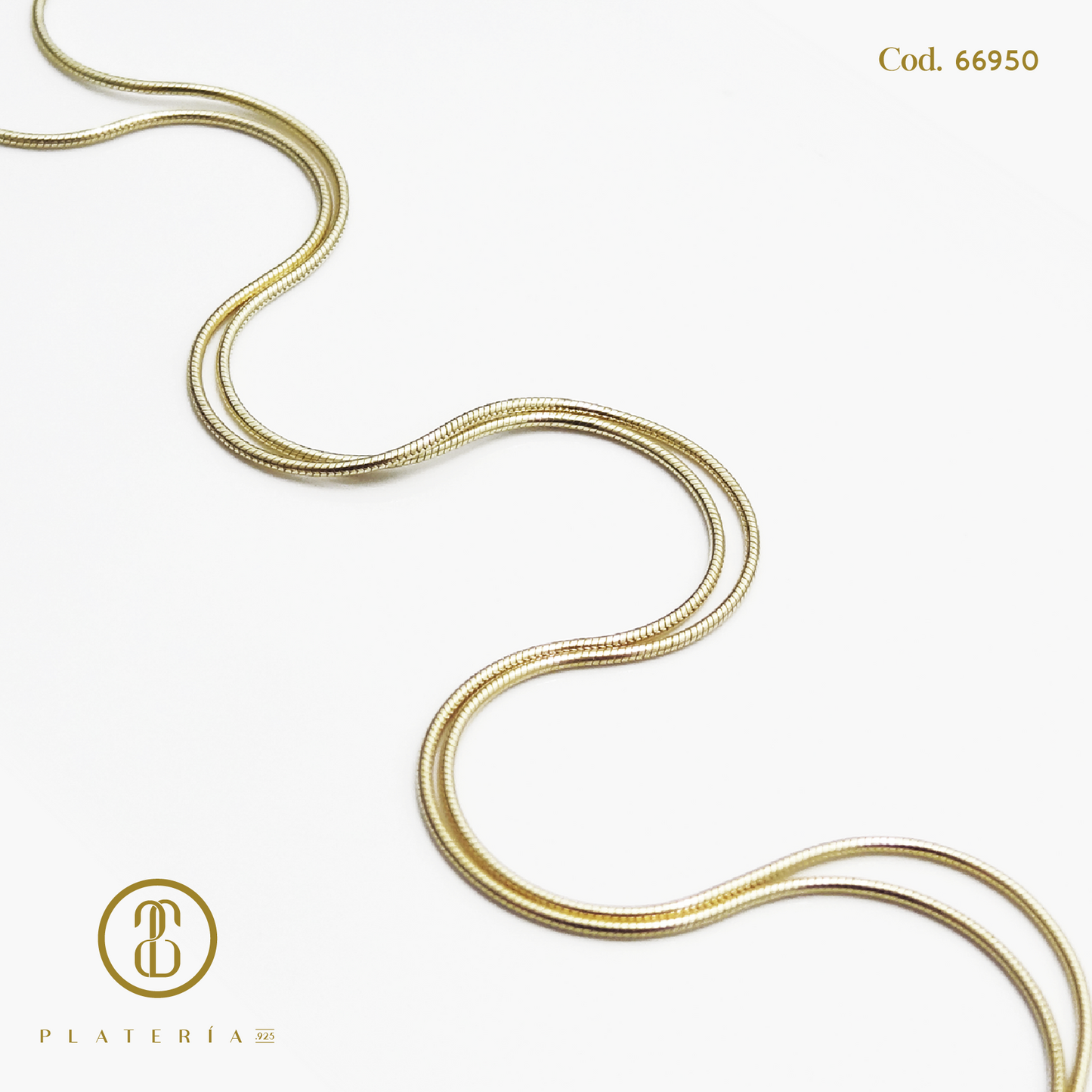 CADENA 45CM COLA RATA DORADA BAÑO 14K PLATA.925