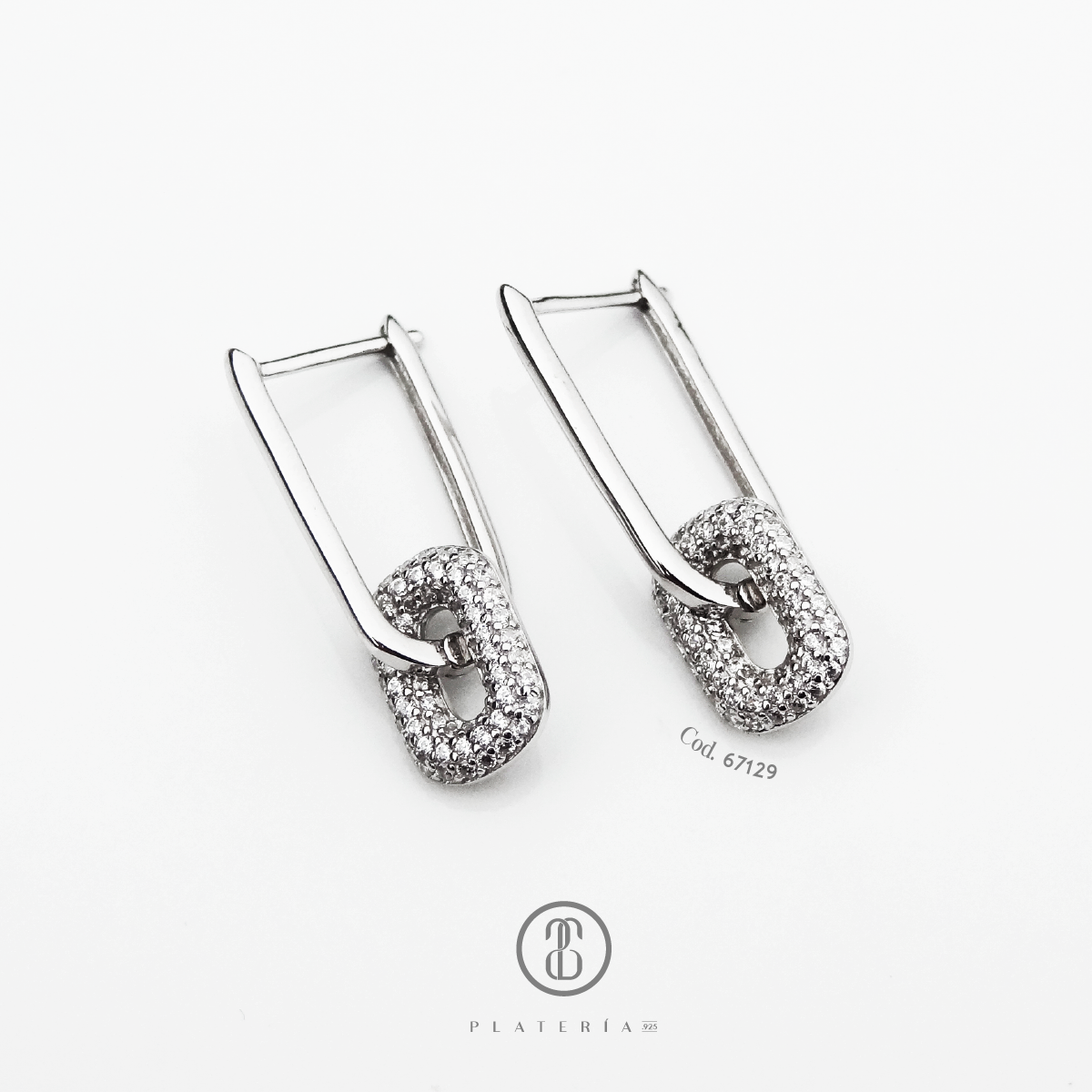 HUGGIE RODINADO 18MM CON DIJE PAVE PLATA.925