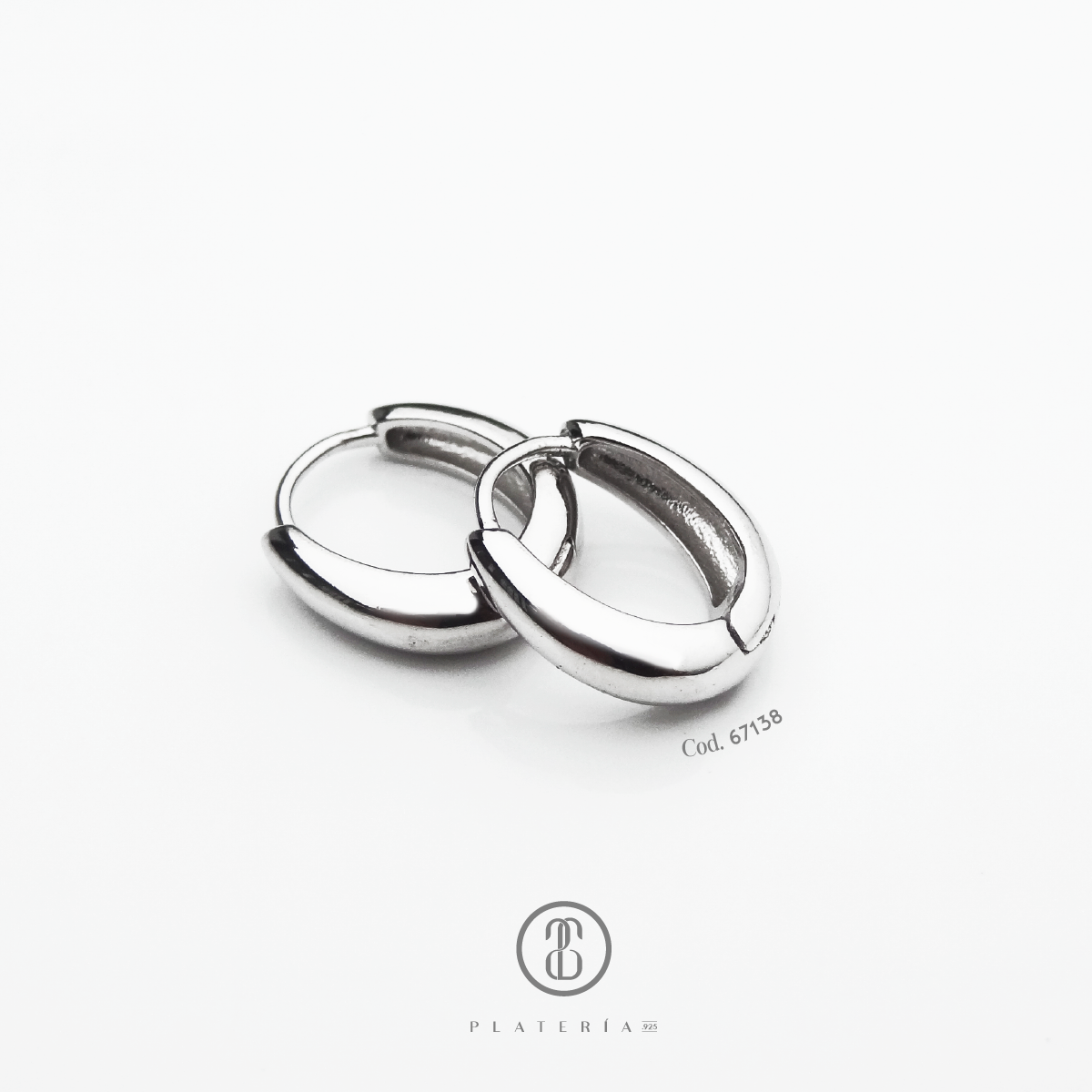 HUGGIE RODINADO GOTA 12MM PLATA.925