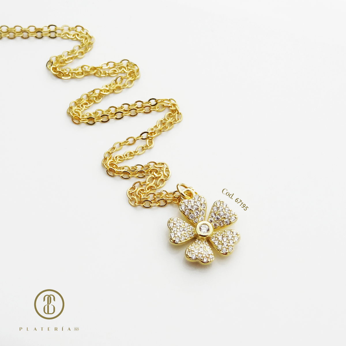 GARGANTILLA DORADA BAÑO 14K FLOR PLATA.925