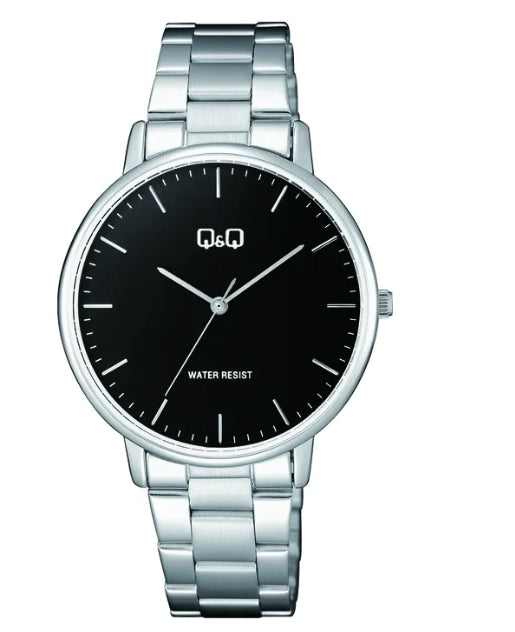 67275 RELOJ QQ METAL PLATEADO FONDO NEGRO