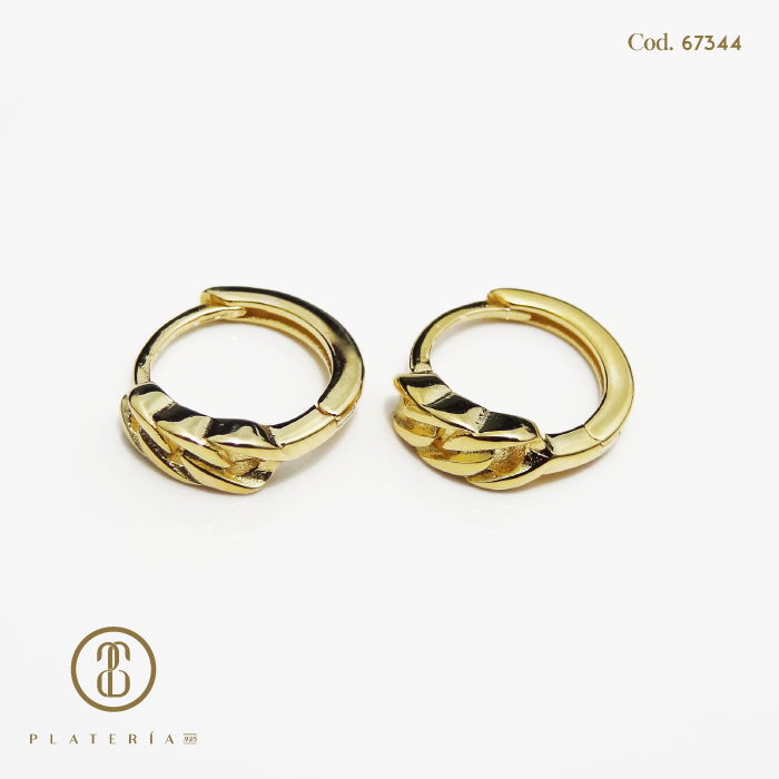 HOOP CHAIN 10MM DORADO BAÑO14K PLATA.925