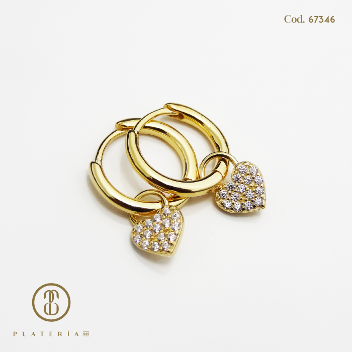 ARGOLLA 10MM DORADA BAÑO 14K DIJE CORAZON PLATA.925