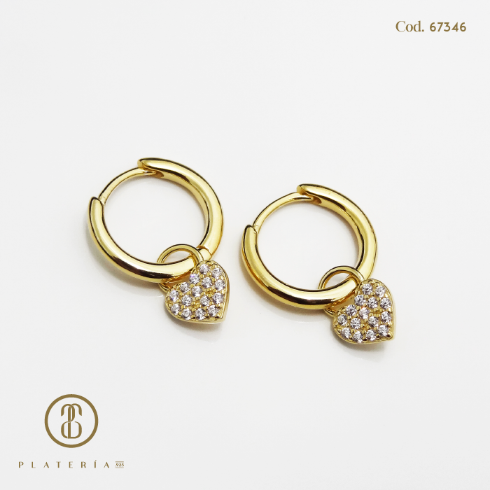 ARGOLLA 10MM DORADA BAÑO 14K DIJE CORAZON PLATA.925