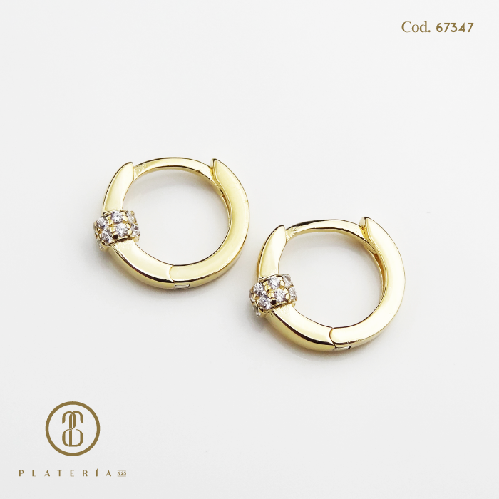 HOOP DORADO BAÑO14K 10MM PLATA.925