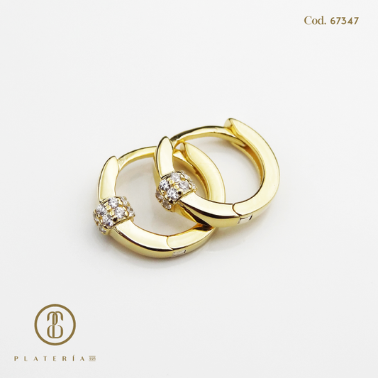 HOOP DORADO BAÑO14K 10MM PLATA.925