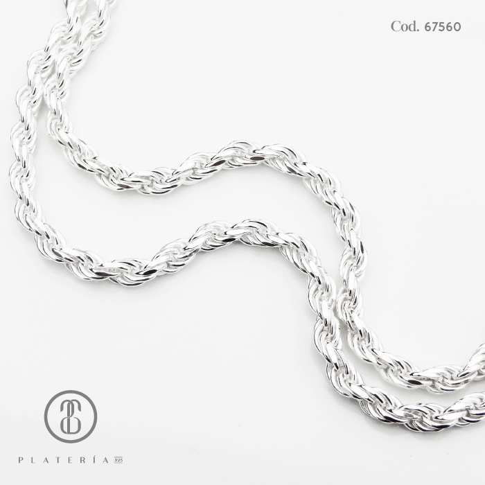 CORDON MECATEADO 55CM PLATA.925