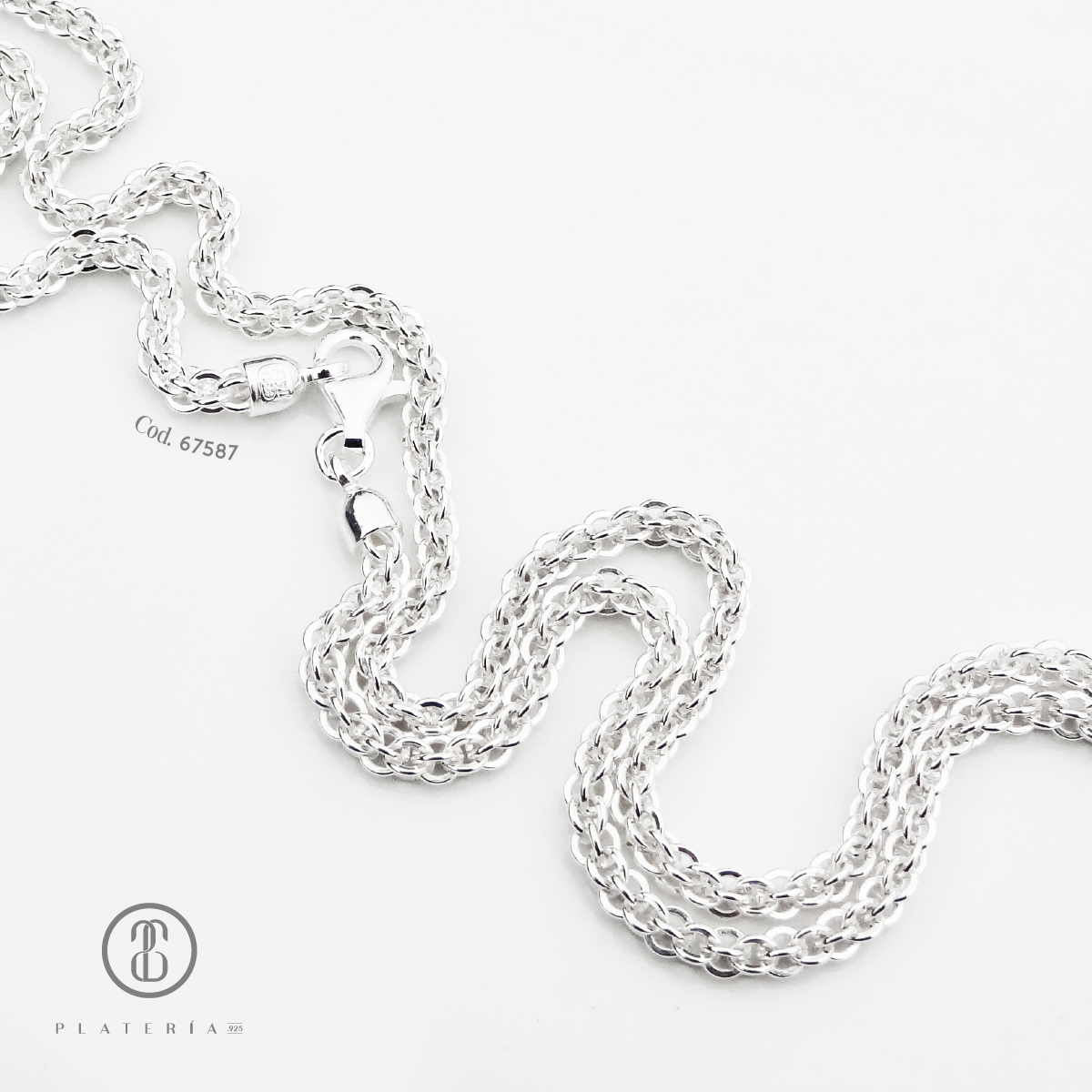 CORDON GRUESO 45CM PLATA.925