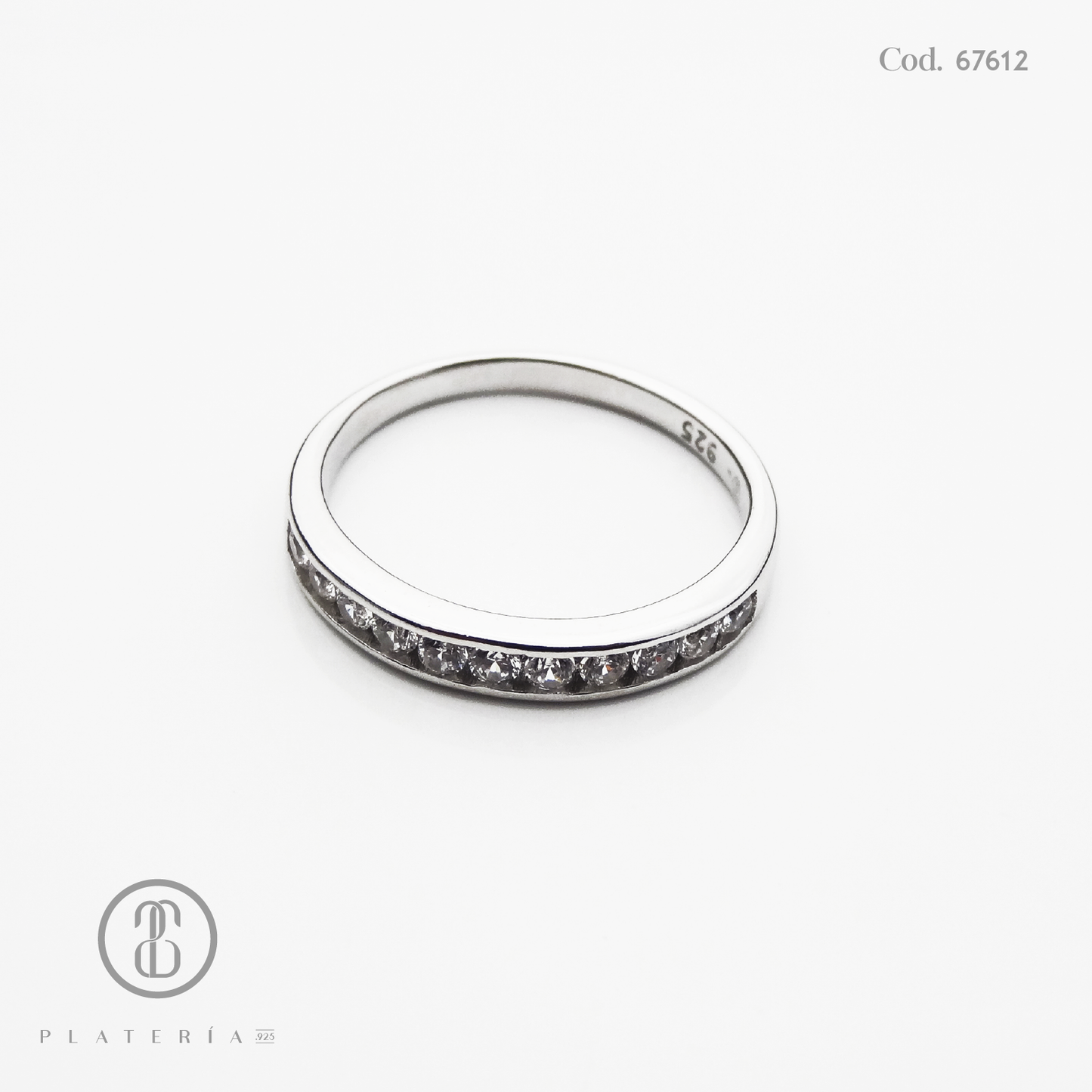 ANILLO RODINADO MAT CINTILLO ZIRCONES PLATA.925