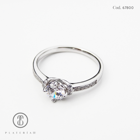 ANILLO RODINADO COMPROMISO PLATA.925