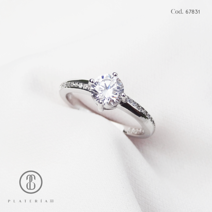ANILLO RODINADO COMPROMISO PLATA.925