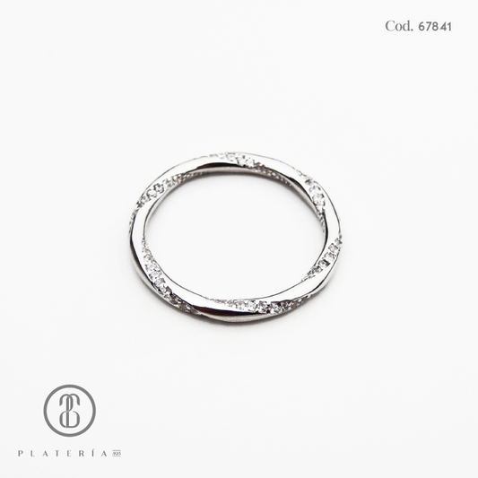 ANILLO RODINADO CINTILLO ZIRCON PLATA.925