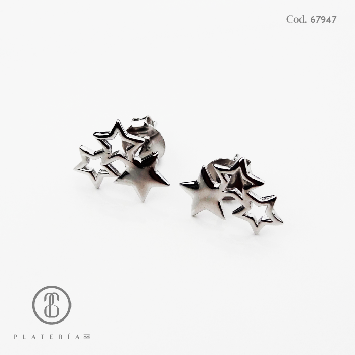 ARETE RODINADO ESTRELLAS PLATA.925