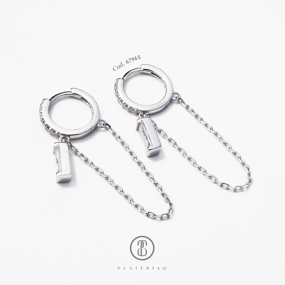 CHAIN EARING TIPO HOGGIE RODINADO PLATA.925