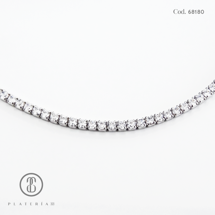 GARGANTILLA RODINADA 45CM ZIRCON PLATA.925